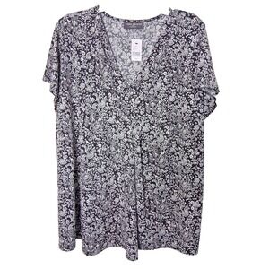 Lane Bryant Paisley Print Pullover Top Size 18/20 V Liquid Knit‎ Lightweight